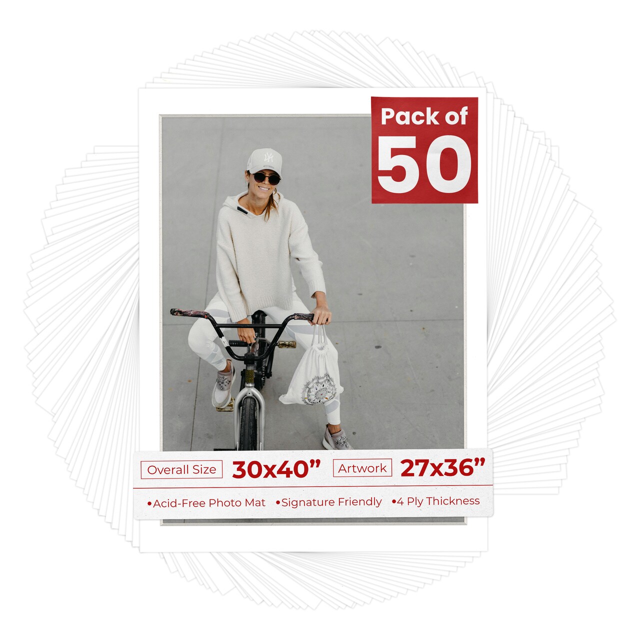 Textured White Mat Board for 30x40 Frames - Fits 27x36 Photos